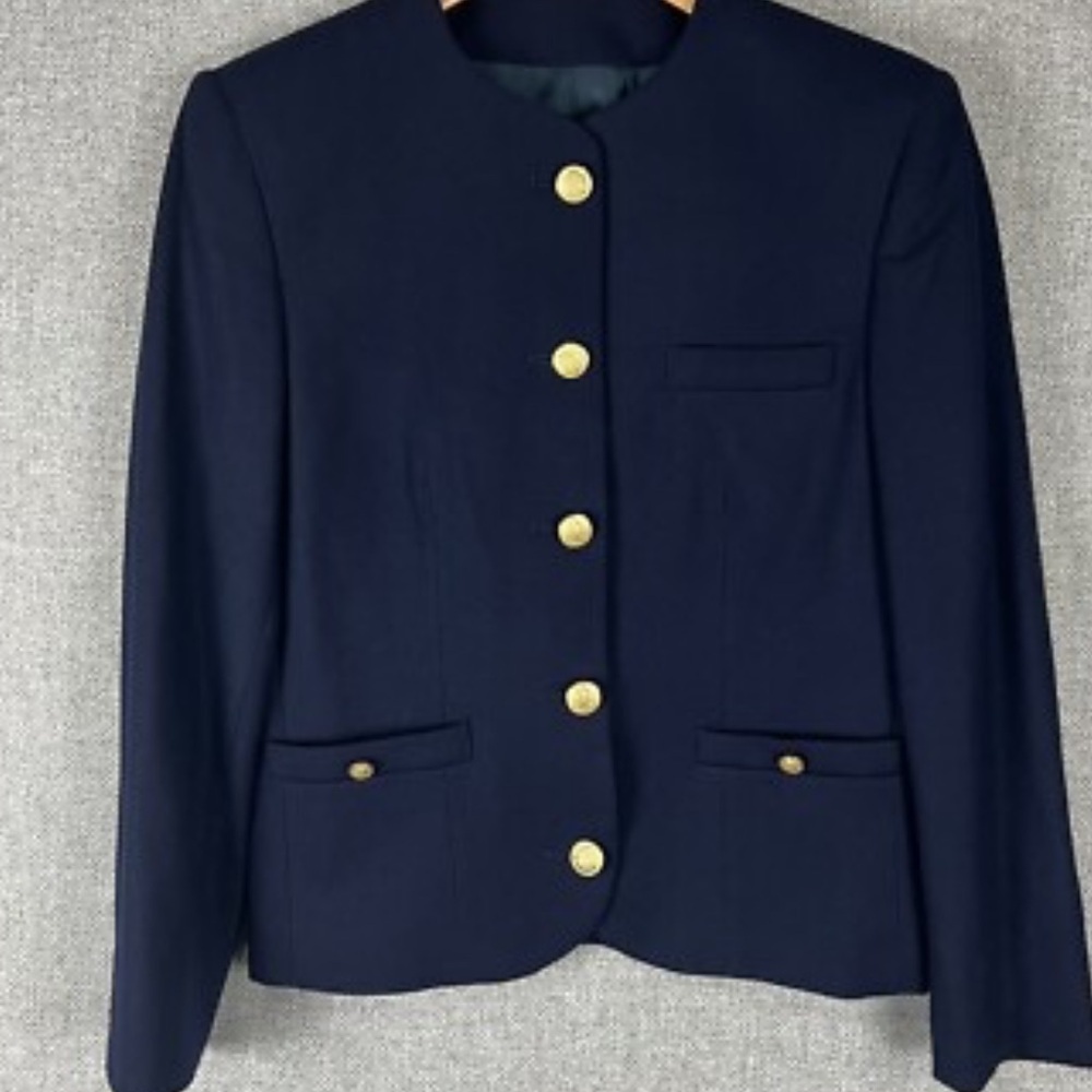 Jos. A. Bank Dark Blue Lady Jacket w Gold Crest Buttons Wool Blend